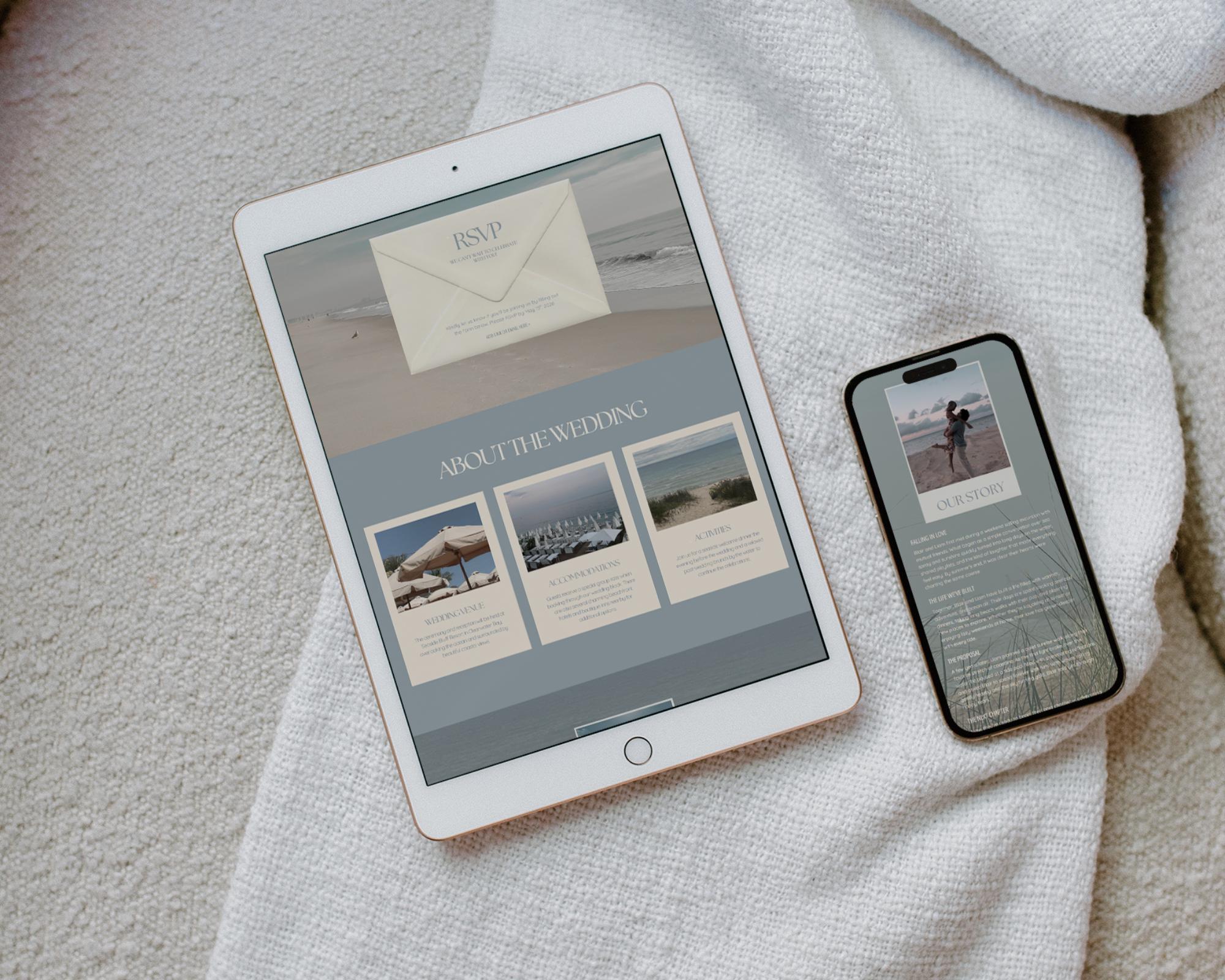 Wedding Website Template Editable Canva Wedding Website Coastal One