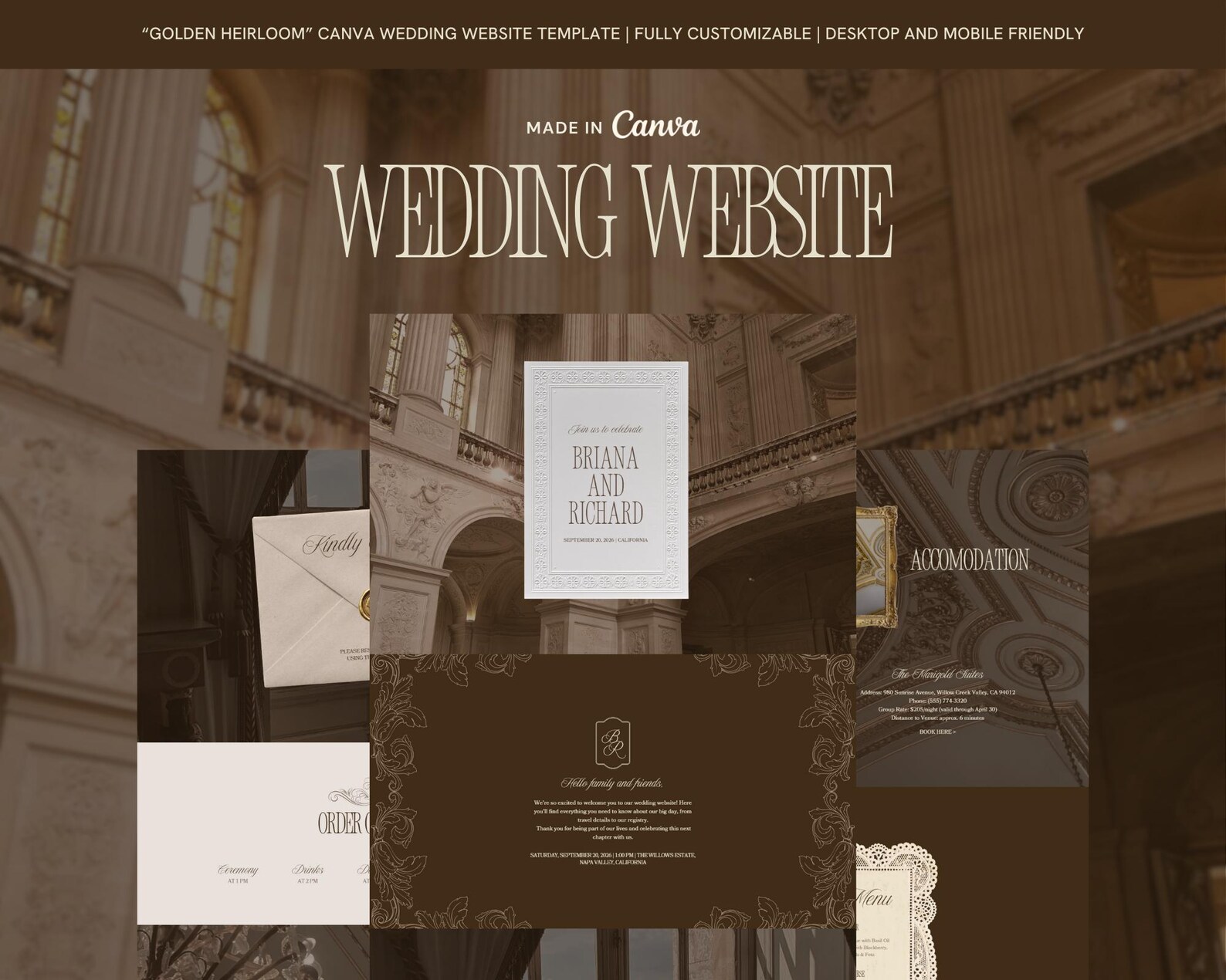 Wedding Website Template Editable Canva Wedding Website Timeless
