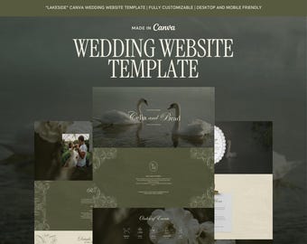 Wedding Website Template | Editable Canva Wedding Website | Elegant One-Page Wedding Website | Digital Wedding Invitation