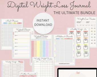 Weight Loss Printable: Fitness Journal, Meal Diet Workout Planner, Weight Loss Journal, Weight Loss Tracker, Weight Loss Chart | Digital PDF
