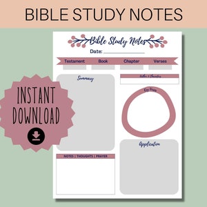 Bible Study - Passage & Sermon Study Notes, Instant Download PDF, Sizes: A4, A5, US Letter