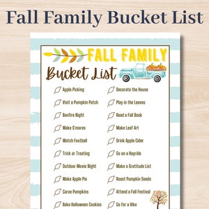 Fall Family Bucket List Printable | Editable Autumn Bucket List PDF | Digital Download | Create Your Own Fall Bucket List | Kid&#39;s Activity