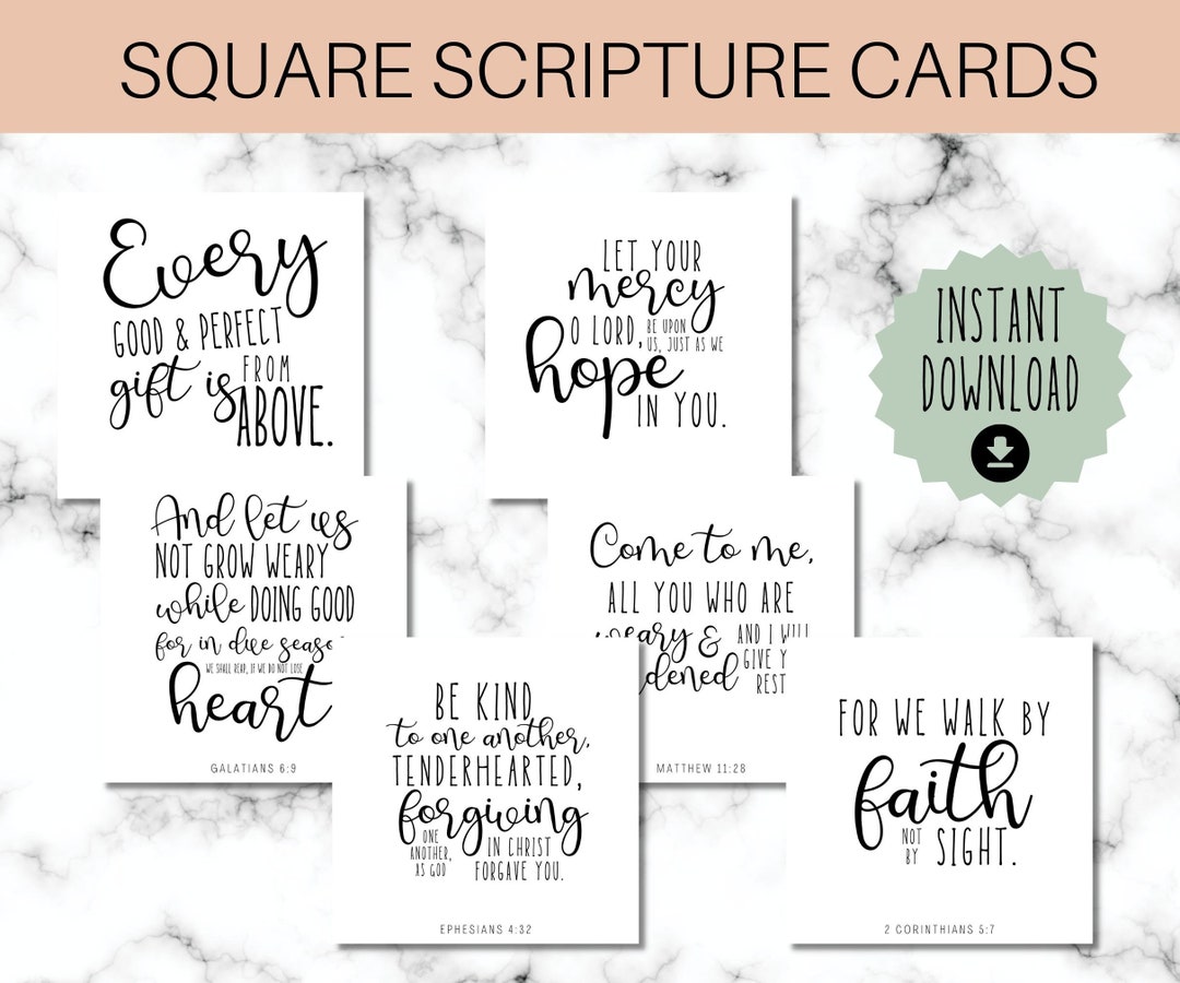 Black and White Scripture Cards, Bible Verse Cards, 12 Mixed Font ...