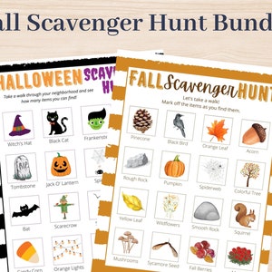 Fall & Halloween Scavenger Hunts | Instant Download PDF | Fall Kid&#39;s Activity | Scavenger Hunt Game | Nature Scavenger Hunt