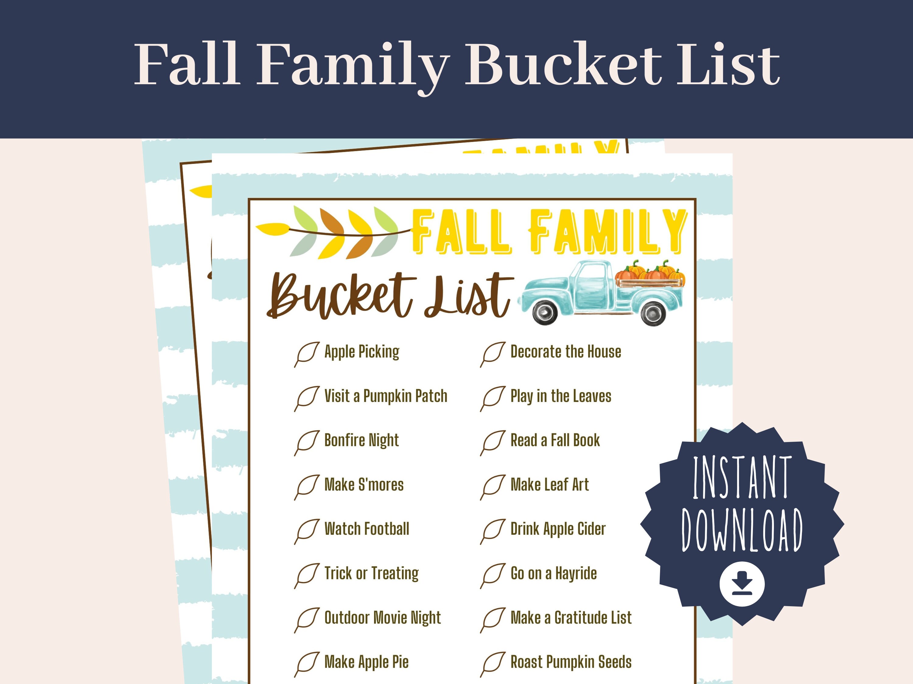 Fall Family Bucket List | Autumn Activities Printable (digital Download ...