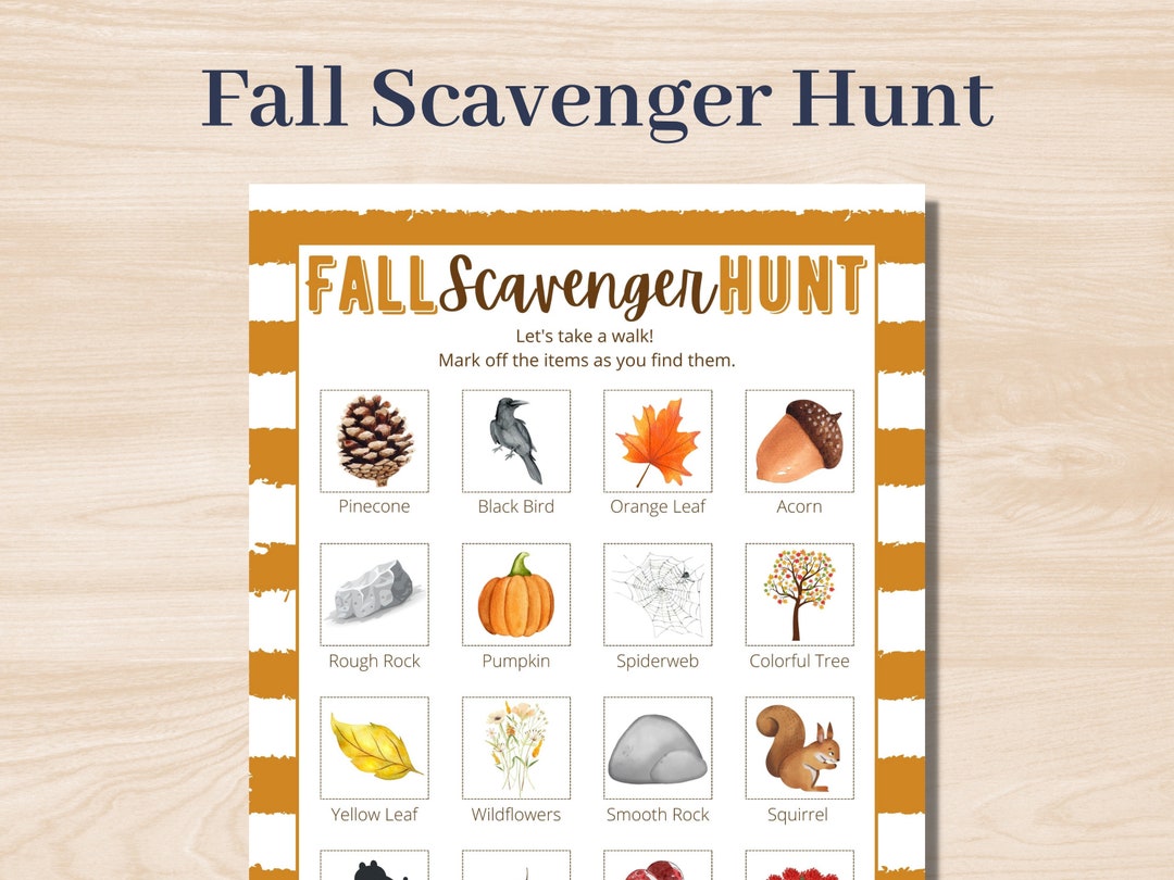 Fall Nature Scavenger Hunt for Kids, Printable - Instant Download PDF ...
