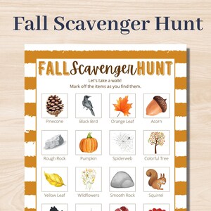 Fall Nature Scavenger Hunt for Kids, Printable - Instant Download PDF, Kid&#39;s Scavenger Hunt Game, Kid&#39;s Outdoor Activity