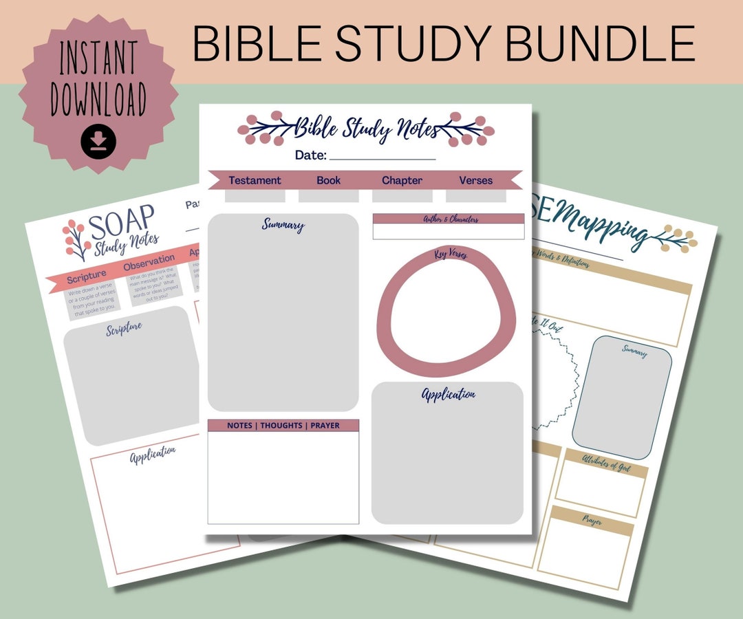 Bible Study Notes Bundle – Verse Mapping, SOAP Method (PDF Download) - Etsy