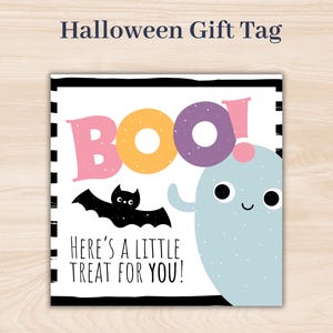 Halloween Gift Tag Printable | Halloween Treat Bag Tag | Cute Ghost & Bat Boo Tag | Instant Download PDF