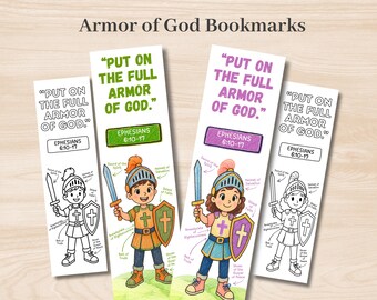 Armor of God Bookmarks for Kids | Coloring Activity | PDF (Digital Download)