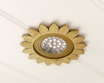 SUNFLOWER statement light fitting for campervans, motorhomes, vanlife and any home with a light! Unique handmade boho home decor designs