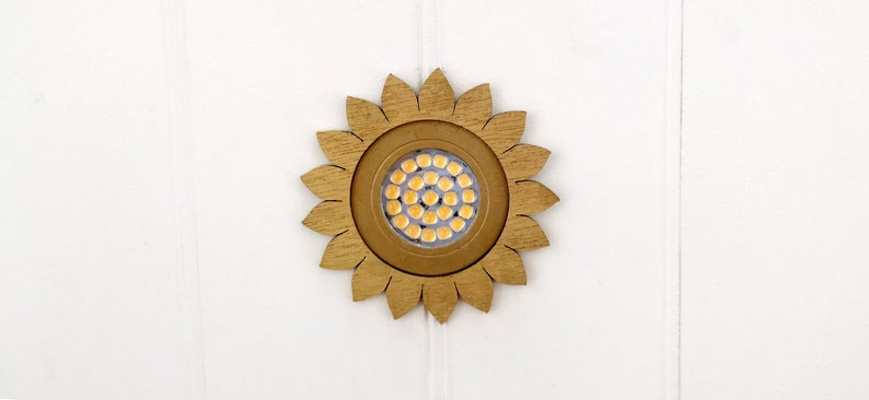 SUNFLOWER statement light fitting for campervans, motorhomes, vanlife and any home with a light Unique handmade boho home decor designs image 2