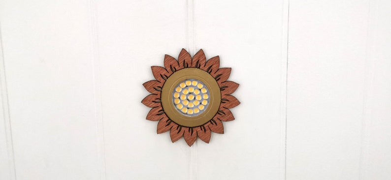 SUNFLOWER statement light fitting for campervans, motorhomes, vanlife and any home with a light Unique handmade boho home decor designs image 8