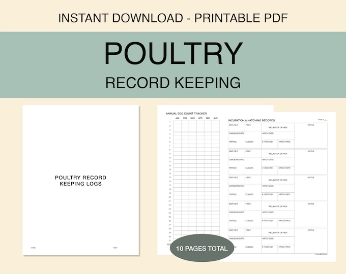 Poultry Record Keeping Log Printable PDF Farm &amp; Homestead Backyard ...