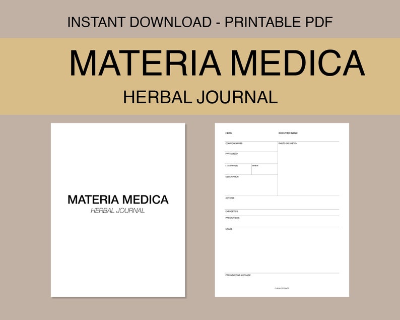 Materia Medica Herbal Journal Printable Blank Monograph Etsy Materia Medica Herbal Journal Printable Blank Monograph Etsy