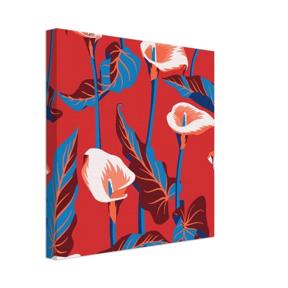 Tropical Flower Wall Art Canvas Tropical Flower Print Etsy