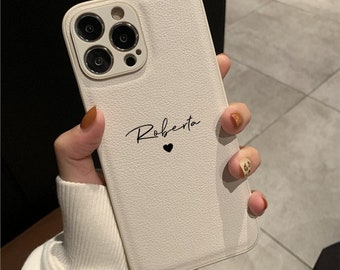 CUSTOM NAME iPhone leather cell phone case cover Personalized monogram, case, engraving iPhone 13 12 11 Plus Max Pro gift Idea friend