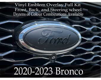2020-2023 Ford Bronco Vinyl Emblem Overlay you will get 2 for the rear and 1 for the  Steering Wheel Compatible With  2020 2021 2022 2023