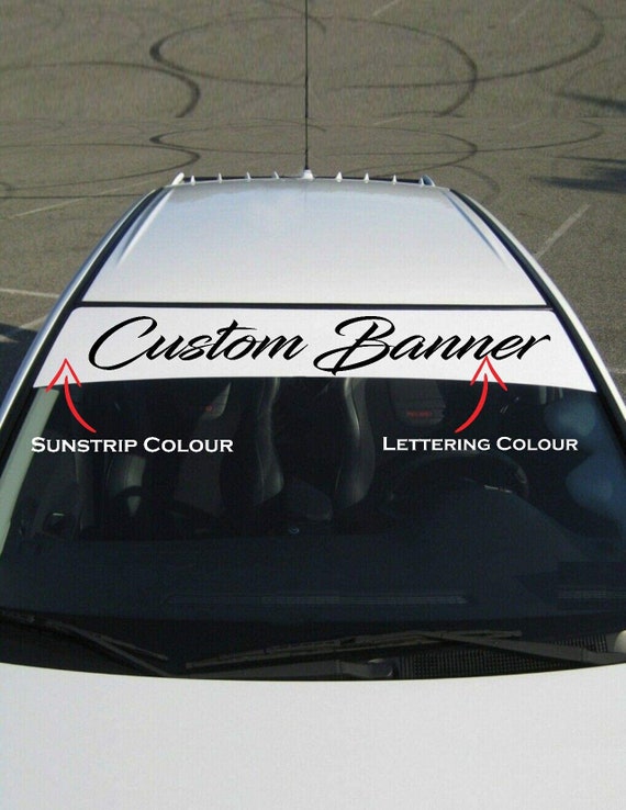 Personalised Names Car Van Sun Strip vinyl decal Graphic Sunstrip Many  Colours