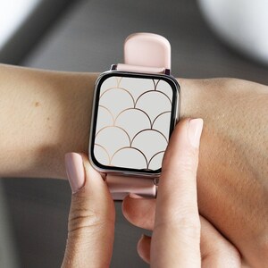 Carta da parati Smartwatch con scaglie di bronzo e bianche, quadranti minimali di Apple Watch, design minimale, sfondo astratto geometrico moderno estetico