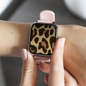 Carta da parati del quadrante dell'orologio di Apple leopardo, carta da parati del quadrante dell'orologio intelligente animale estetico, carta da parati dell'orologio Apple con motivo leopardato disegnato a mano popolare