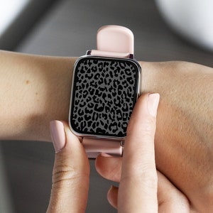 Leopard Smartwatch Wallpaper: Boho Gray Cheetah Print (Digital Download)
