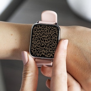 Leopard Smartwatch Wallpaper, Minimal Boho Milky Brown Apple Watch Faces, Minimal Design, Aesthetic Modern Cheetah Animal Print Background