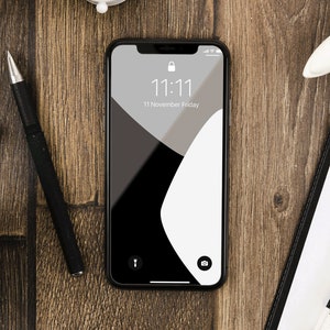 Monochrome Geometric Phone Wallpaper: Minimalist Abstract Design (Digital Download)