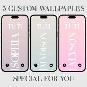 Custom Name iPhone Wallpaper: Beige, Pink, Purple (Digital Download)