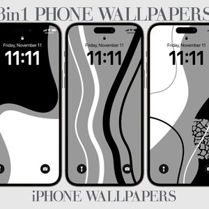 3 in 1 Black and White, iPhone Wallpaper, Minimalist Phone Background, Samsung, Modern Natural, Minimal, Android, Black, Abstract Geometric