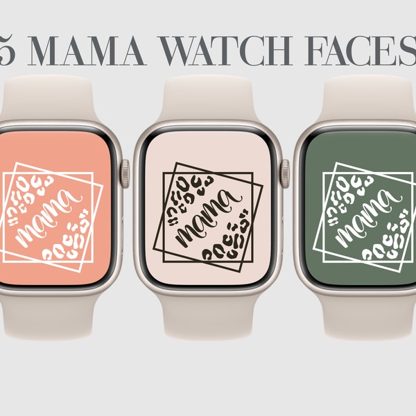 5 MaMa Apple Watch Faces, Leopard Mom Smartwatch Wallpaper, Mothers Day Gift, Cheetah, Gift For Mom, Animal Print, Rainbow, Heart, Mom Life