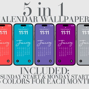 2025 iPhone Calendar Wallpaper,Light Purple, Turquoise, Strawberry, Digital Boho Phone Background Minimalist Elegant Aesthetic Calendars