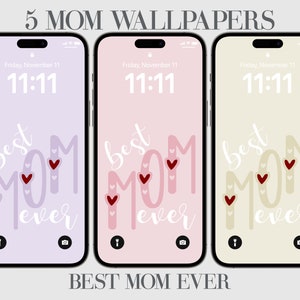 5 MaMa iPhone Wallpaper, Mama Telefon Hintergrund, Rosa, Blau, Lila, Muttertag, Beste Mama aller Zeiten, Geschenk für Mama, Herz, Mama Leben, Geschenke für MaMa