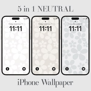 5 Neutral Floral iPhone Wallpaper, Phone Art Flower Background, Beige Tones, Aesthetic, Digital Download, Warm Neutral, Hand Drawn Art