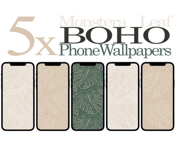 Monstera Leaf Phone Wallpaper: Boho Minimalist Art (digital Download) - Etsy