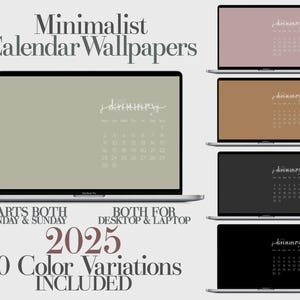Minimalistische Tapete, Desktop Kalender, 2025 Monatskalender, Neutralkalender, Desktop Organizer, Laptop Hintergrund, Sofort Download, 10x