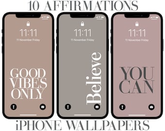Affirmations iPhone Wallpaper: Minimalist Quote Backgrounds (Digital Download)