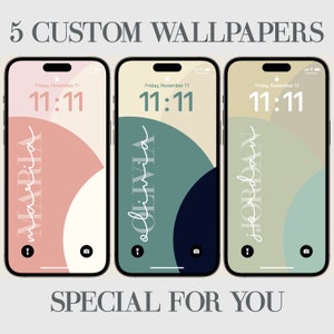 Custom Geometric 5 iPhone Wallpaper, Pink, Green, Phone Background, Aesthetic Samsung Personalization, Digital Download, iOS High Resolution