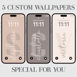 5 Personalisierte iPhone Wallpaper, Benutzerdefinierte Telefon Hintergrund, Beige Töne, Braun, Hellblau Eisberg, Pink Flare, Ästhetische Personalisierung Boho