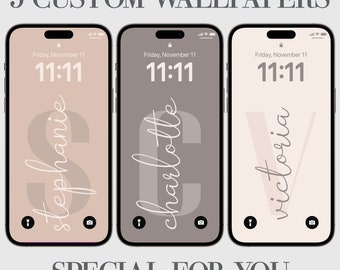 5 Personalized iPhone Wallpaper, Custom Phone Background, Beige Tones, Brown, Light Blue Iceberg, Pink Flare, Boho Aesthetic Personalization