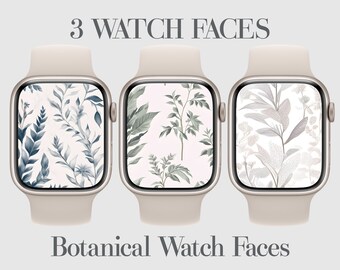 ボタニカルなApple Watchの壁紙、3in1の葉っぱデザイン（デジタルダウンロード）
