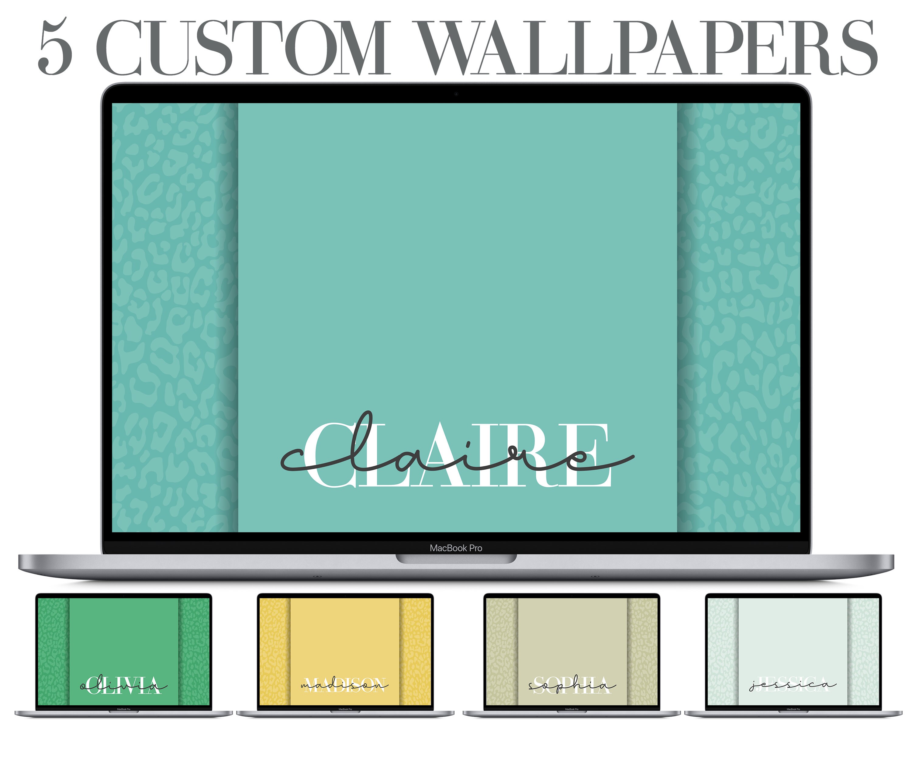 5 Custom Desktop Laptop Leopard Wallpaper, Summer Wallpaper, Purple, Green, Yellow, Personalization, Cheetah Background, Aesthetic, Macbook