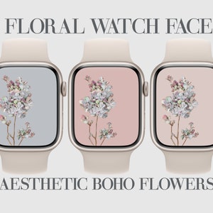 3 Carta da parati estetica minimalista, quadranti floreali Apple Watch, carta da parati Smartwatch, sfondo orologio floreale, Boho, floreale, rosa
