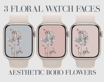 Floral Apple Watch Wallpaper, Minimalist Boho Watch Faces (Digital Download)