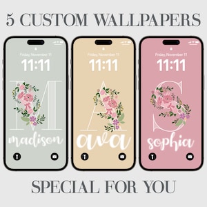 5 Fondo de pantalla de personalización de iPhone, Fondo de teléfono personalizado, Floral, Flor, Personalizar, Primera carta nupcial, Estética, Diseño dibujado a mano