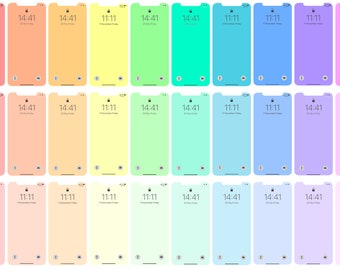 Pastel Rainbow iPhone Wallpaper, Blue, Aesthetic Modern Colors Background, Minimalist Phone Wallpaper, Pink, Natural Colors, 30 pcs Bundle