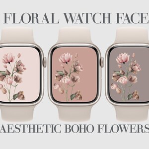 3 quadranti floreali Apple Watch, carta da parati Smartwatch, sfondo orologio floreale, estetica, boho, floreale, beige, rosa, salmone, accessori per orologi