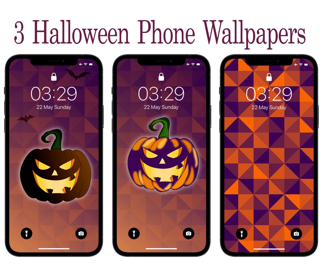 Halloween Pumpkin iPhone Wallpaper, Orange Purple Abstract Geometric ...