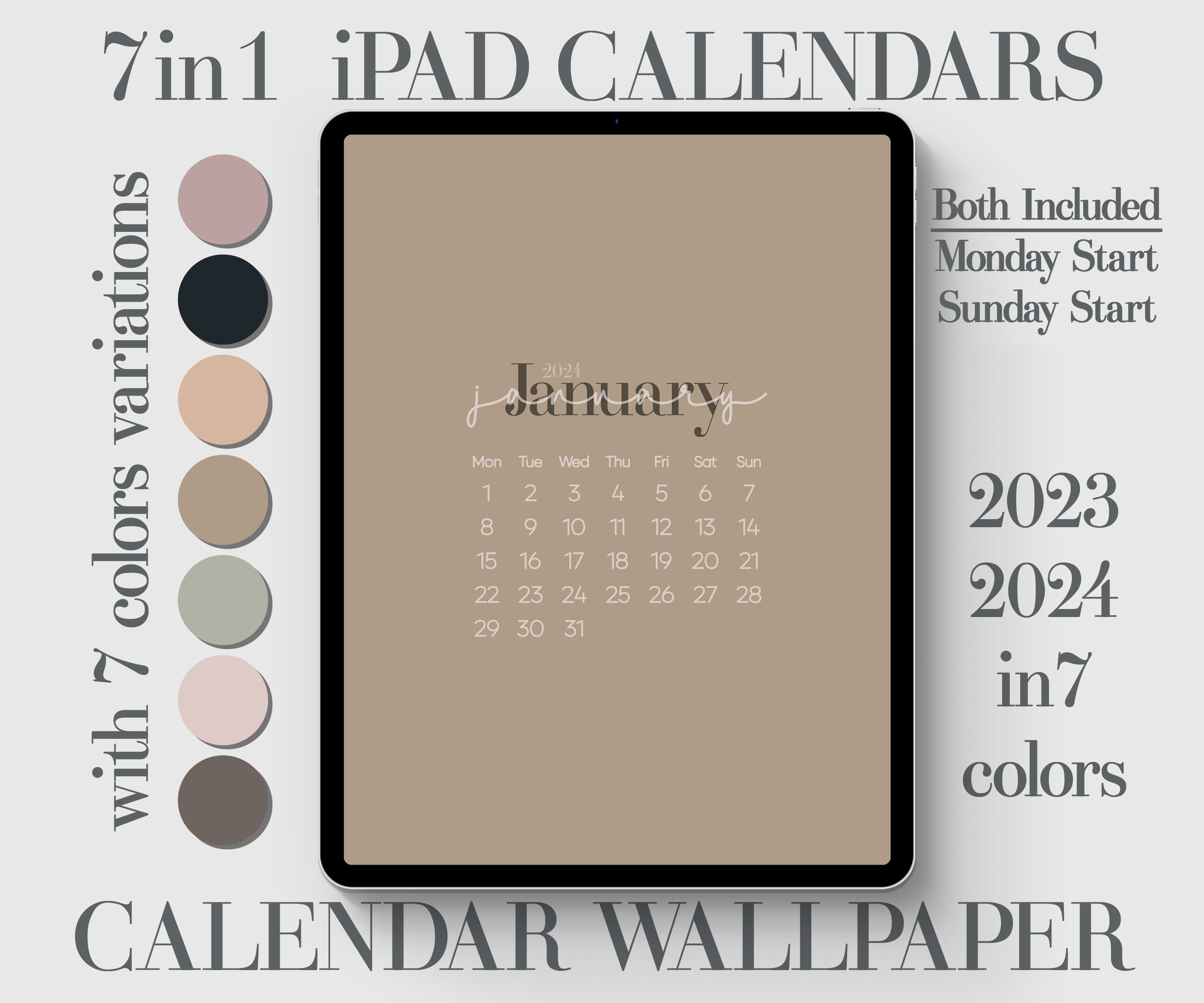 7x Ipad Calendar Wallpaper Monthly Calendar Background Etsy