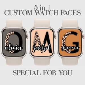 Quadrante dell'orologio Apple con stampa leopardata personalizzata, carta da parati elegante personalizzata per orologio, sfondo smartwatch animale, stampa ghepardo minimalista 5 pezzi